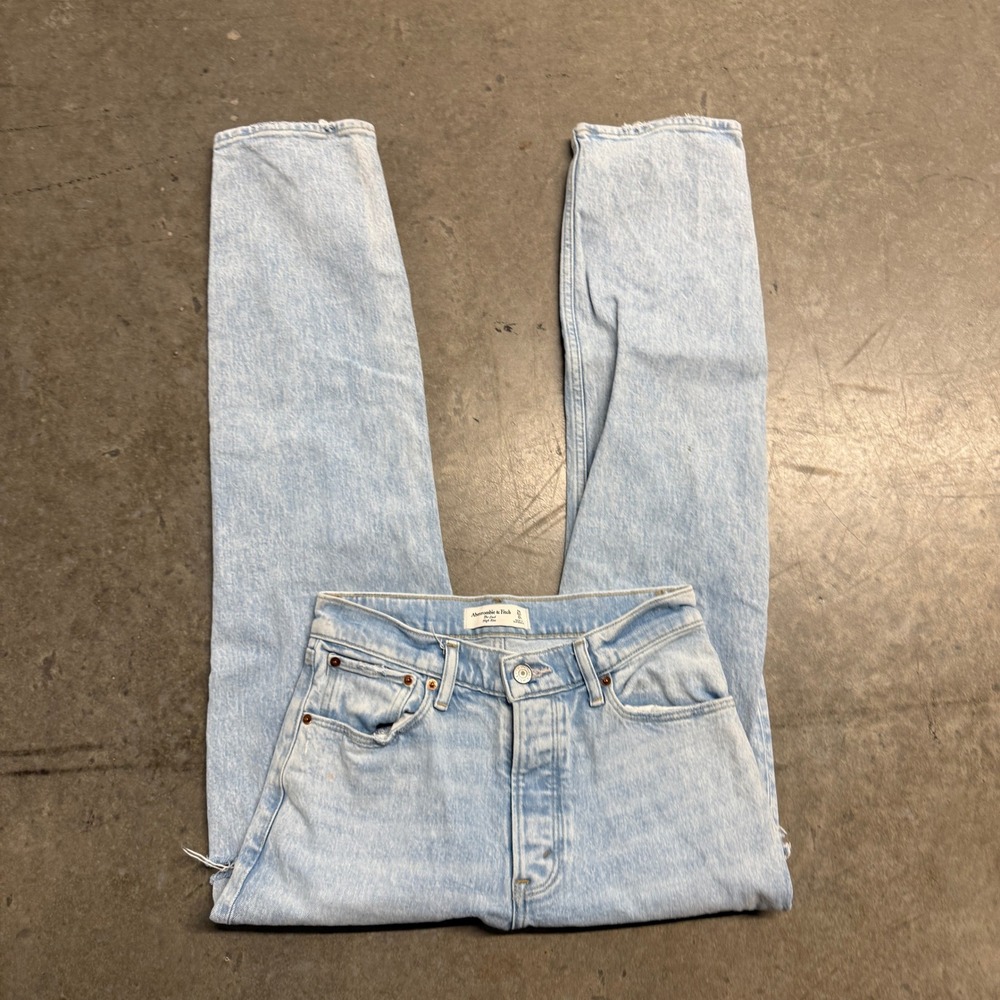 Abercrombie &‎ Fitch The Dad High Rise Jeans Light Blue Distressed Size 25 0R